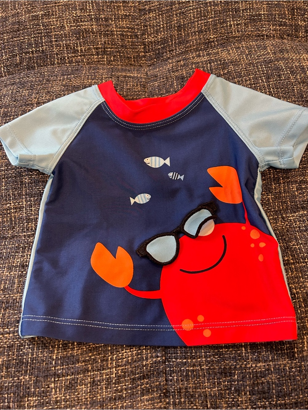 ☀️ 3/$15 Baby UV Sun Tee Shirt Crab Blue